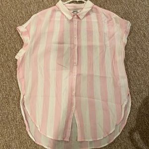 Madewell 100% cotton shirt, XL, pink and white stripe